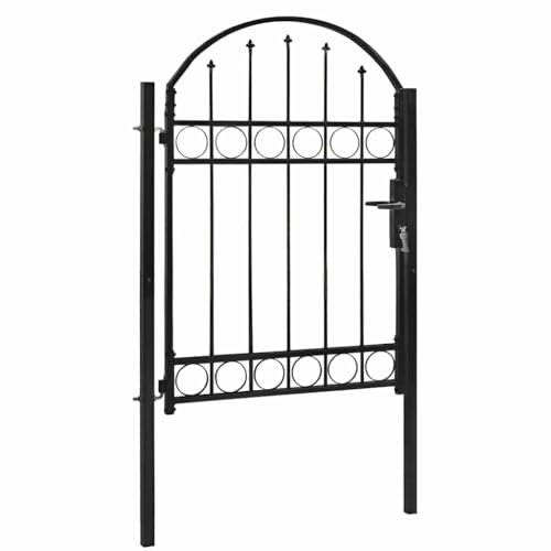 vidaXL Zauntor mit gewölbter Oberseite Stahl 104 x 125 cm Schwarz