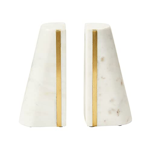 Main + Mesa Geometric Marble Bookends with Brass Inlay, White by Main + Mesa - Used condition - US$26.10
