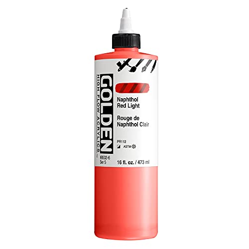 Golden High Flow Acrylics, Naphthol Red Light, 16 Fl. Oz. / 473 Ml Bottle #TOP26