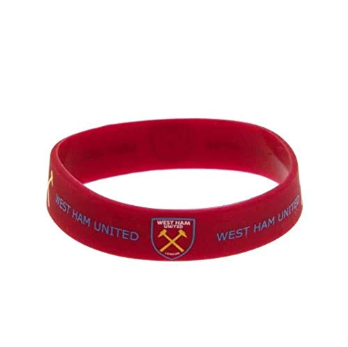 West Ham United FC Official Single Rubber Football Crest Wristband (One Size) (Maroon)