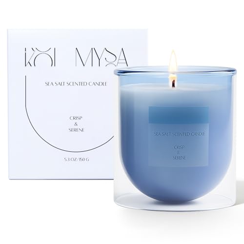 KOIMYSA Aromatherapy Candle Gifts for Women Men Friends Ocean Scented Summer Single Wick Soy Wax Jar Candle Blue