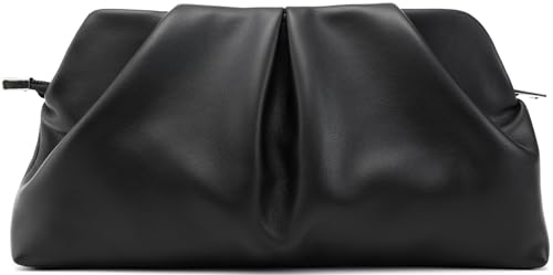 Image of Women Clutch Bag Dressy Formal Handbag Pleated PU Clutch Purse Detachable Chain