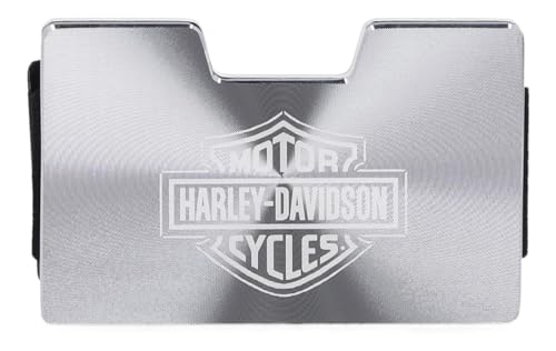 Harley-Davidson Men's Minimalist Aluminum Wallet, Detachable Money Clip - Silver3