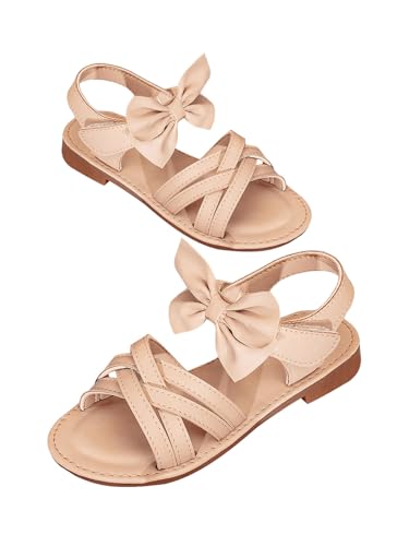 GORGLITTER Girl's Criss Cross Strappy Bow Cute Flat Sandals Open Toe Backstrap Vacation Flats