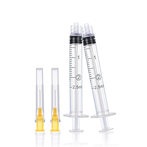 20 Pack 2.5ml 25Ga 1″ Plastic Lab Luer lock Syringe, Scientific Industrial Supplies, Disposable Individually Wrapped