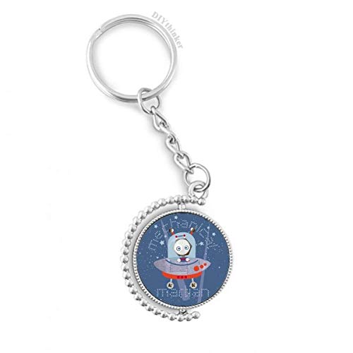 Porte-clés rotatif Univers Espace Alien Voyage, anneau keyholder multicolore pour homme et femme.