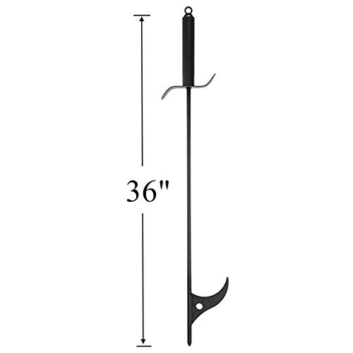 AJinTeby 36" Fire Pit Poker Outdoor Sticker and 26" Fireplace Tongs Log Claw Grabberfor Outdoor&Indoor Campfire -Black Steel