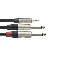 Audio splitter y cable 3meter black 1x stereo mini jack (phone plug) / 2 x mono jack (phone plug) High quality rean connectors, n serie In accordance with rohs.