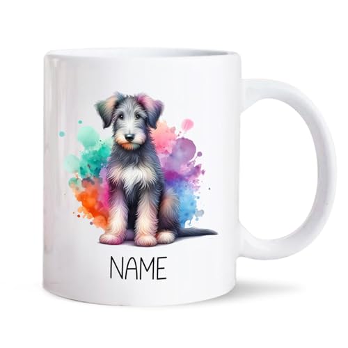 Irish Wolfhound Dog Cup Gift for Birthday Christmas, Personalized Irish Wolfhound Dog Watercolor Mug, Custom Colorful Pet Coffee Mug 11oz 15oz, Irish Wolfhound Dog Breed White Ceramic Cups