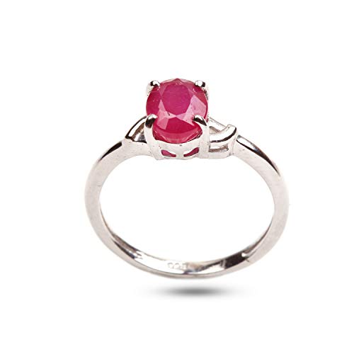 Bague rubis africain naturel en argent 925 de taille 8 pour femmes