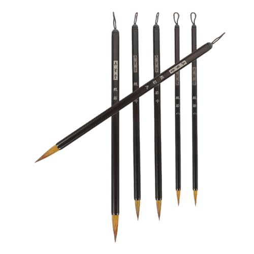 Didiseaon 6 piezas Pinceles de Caligrafía de Pelo Natural Mango Metálico Negro Suaves y Flexibles para Escritura Pintura y Dibujo Artístico para Principiantes y Expertos