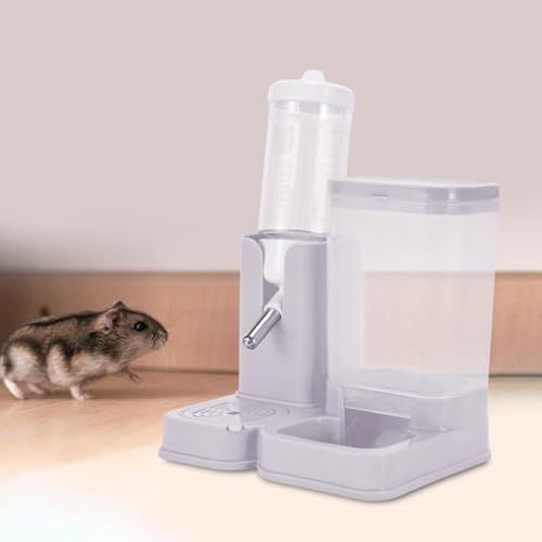 Bebedero de hámster automático 2 en 1 con contenedor de comida gris 4