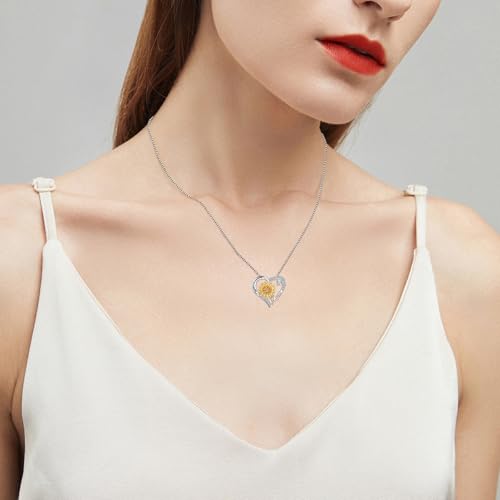 Mom Daughter Sister Nana Necklace S925 Sterling Silver Sunflower You are My Sunshine Love Heart Infinity Pendant Necklaces Bracelet Jewelry Suit Birthday Gifts for Women3