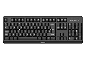 Philips SPK6307BL Wireless Keyboard, 2.4GhZ wireless, Power saving, Multimedia shortcuts, splash resistant, home office, PC/laptop