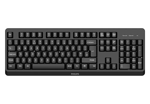 Philips SPK6307BL Wireless Keyboard, 2.4GhZ wireless, Power saving, Multimedia shortcuts, splash resistant, home office, PC/laptop