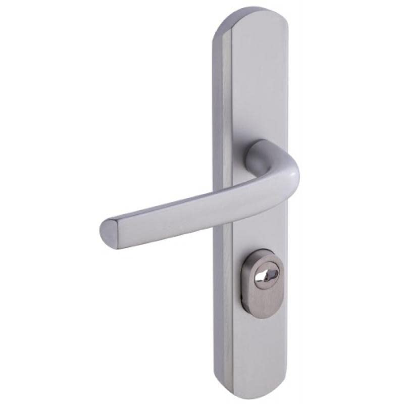 Vachette Set de Poignée de Porte sur Plaque Sécumax Up - Version Clé I, Entraxe 195 mm - Pose Facile - en Aluminium - Protecteur de Cylindre Inox Ajustable de 5 mm - Anodinox - Garantie 10 Ans