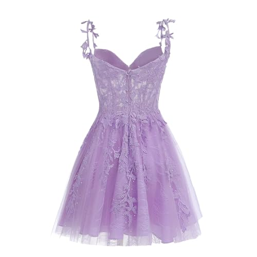 Dessiny Junior's Spaghetti Straps Short Prom Dresses Lace for Teens 2024 Tulle Homecoming Dress Cocktail Gowns DE042