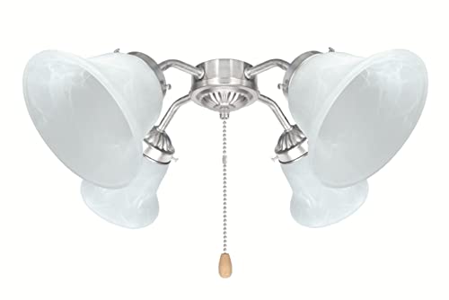 Image of Aspen Creative 23106-4 Transitional Faux Alabaster Bell Shaped Ceiling Fan Replacement Glass Shade, 2-1 /8 inch Fitter, 6-1 /8 inch Diameter x 4-1 /2 inch Height, 4 Pack