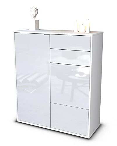 Stil.Zeit Highboard Kiara, Korpus Weiss matt, Front Hochglanz-Design Weiß...