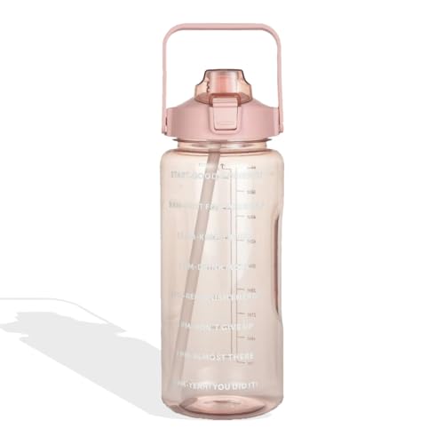 INVERSE SPORTS 2L Sports Water Bottle with Time Markings| Gym Water Bottles for Men-Women Leakproof BPA-FREE |Motivational Water Bottle with Time Marker (Pink)