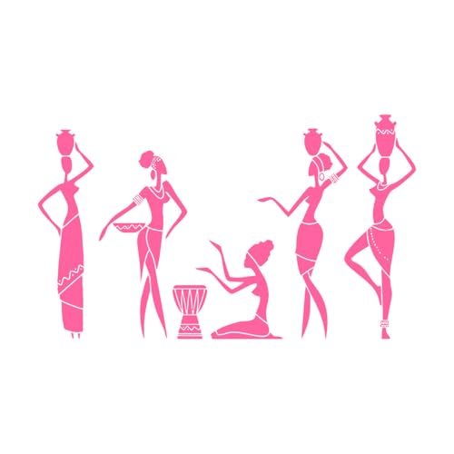 Calcomanías de pared de vinilo Grupo de mujeres africanas Chicas africanas Mujeres bailando Chicas afroamericanas Afroamericanas 30x50.5cm Removible sin dejar pegamento Rosa