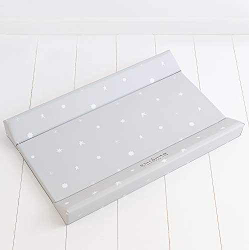 Estrellita la Valiente - Colchoneta Cambiador Bebe | Cambiador Bebe Impermeable, Diseño Estrellas Gris - Dimensiones: 50x80 cm