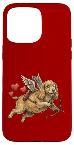 Cocker Spaniel Cupid Dog Flying Hearts �o�����^�C���f�[�̗��l �X�}�z�P�[�X iPhone 15 Pro Max �p