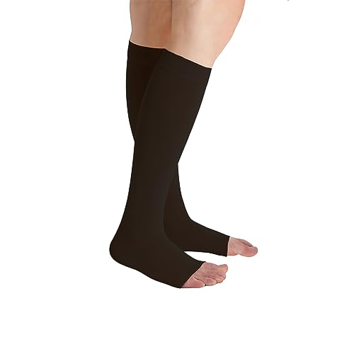 Image of Juzo Soft 15-20 mmHg Compression Stockings, Knee High, Open Toe | Compression Socks for Women / Men for Tired, Aching or Swollen Legs, Minor Varicosities