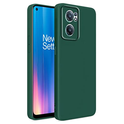Image of Amazon Brand- Solimo Mobile Cover for OnePlus Nord 2 CE 5G (Soft, Matte Finish Liquid Silicone Case & Flexible Back case), Green