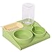 dPois 3-in-1 Plastic Cat Bowls with Water Dispenser Slow Feeder for Bloat Prevention Hydroponic Soilless Planter for Cat Grass Green One Size