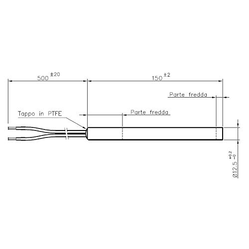 Zündwiderstand L. 150 mm Durchmesser 12,5 mm, 250 Watt für Pelletöfen, Kessel und Brenner