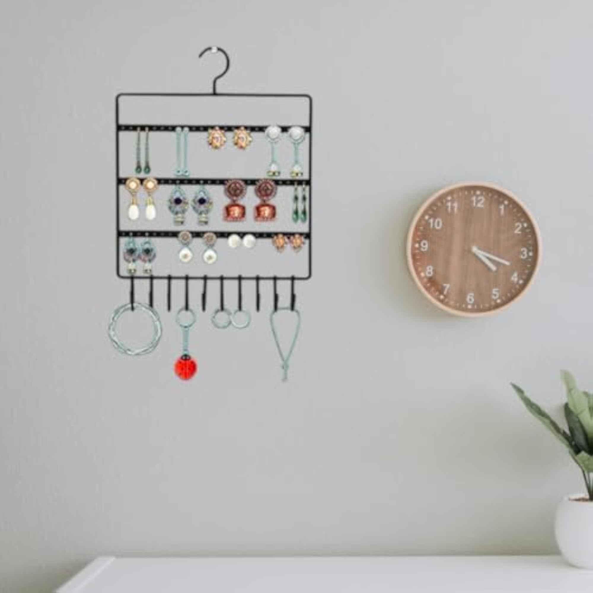 3-Tier Metal Jewelry Organizer Stand, Wall Mounted