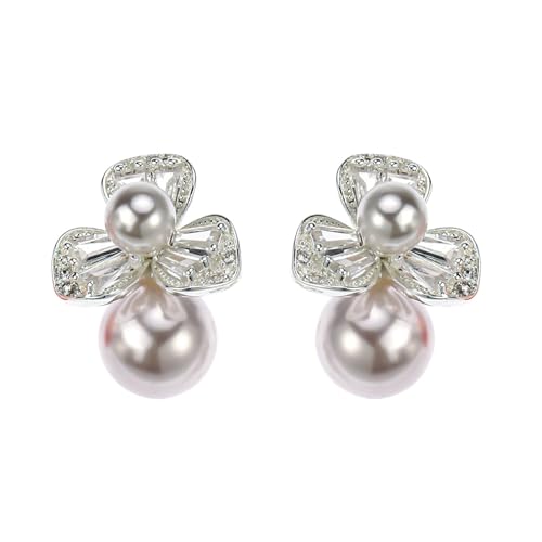ZFHTJEKNCS Pendientes de Flores y Perlas, Pendientes franceses Elegantes y Suaves para IR al Trabajo, Pendientes de Lujo Ligero y de Alta Gama para Mujer.