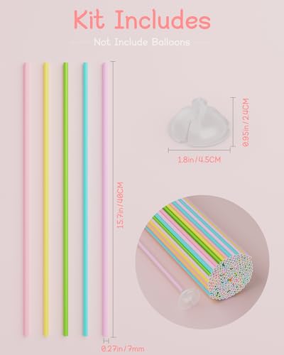 Yallove BS-CS Paper Balloon Sticks Set Of 100, Colored Handheld Balloon Holders For Party Favors thumb #1