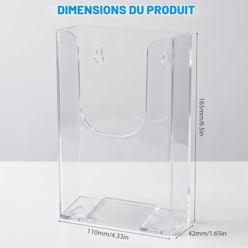 GAESHOW Lot de 5 porte-documents muraux, porte-brochures en acrylique, format A6, présentoir porte-brochures de table transparent, pour dépliants, menus et brochures – vue 2