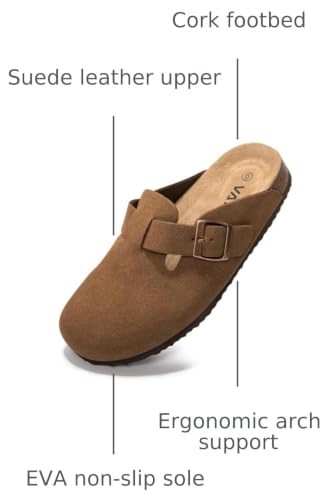 Image of Women Suede Clogs Casual Slip On Potato Mule Slippers