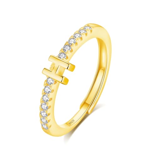 Bague initiale H pour femme en argent 925 réglable INFUSEU