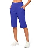 G Gradual Women's Bermuda Long Shorts 14" Knee Length Capris with Pockets High Waisted Athletic Casual Shorts for Women(Royal Blue,XL)