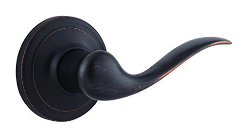 Image of Kwikset Tustin Dummy Door Handle, Single Sided Lever for Closets, French Double Doors, and Pantry, Venetian Bronze Non-Turning Right Handed Interior Push /Pull Lever, with Microban Protection