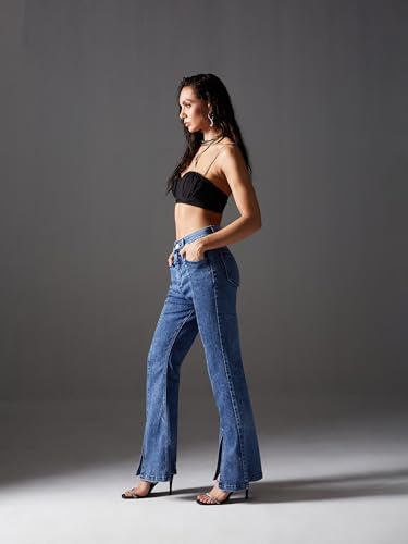 Image of Miss Chase Women's Wide Leg High Rise Regular-Length Stretchable Denim Jeans
