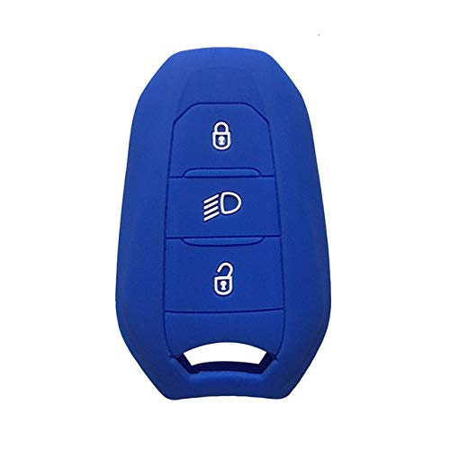Housse en Silicone pour clé de Voiture, Porte-clé de Voiture, Porte-clé de Voiture, Coque de clé de Voiture, Convient pour Peugeot 208 DS3 pour citroën C4 C5 X7, Bleu
