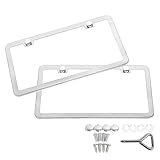 WFLGAN LESANGBAIHUODIAN Juego de 2 Cubiertas de Acero Inoxidable for Marco de matrícula de Coche, decoración, Tapa Protectora con Tapones de Rosca cromados, Accesorios Exteriores Plateados for Coche