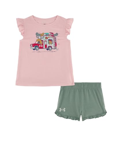 Image of Under Armour Girl's 2-Piece Short Sleeve Graphic Tee and Shorts Set, Outdoor Collection