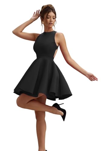 Women's Satin Homecoming Dresses for Teens 2025 A-line Backless Short Prom Dress