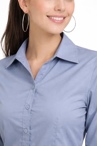 Image of Skyla Women's Cotton Rich Formal Shirt | 3 /4 Sleeve Office Wear | Regular Fit Business Casual Workwear