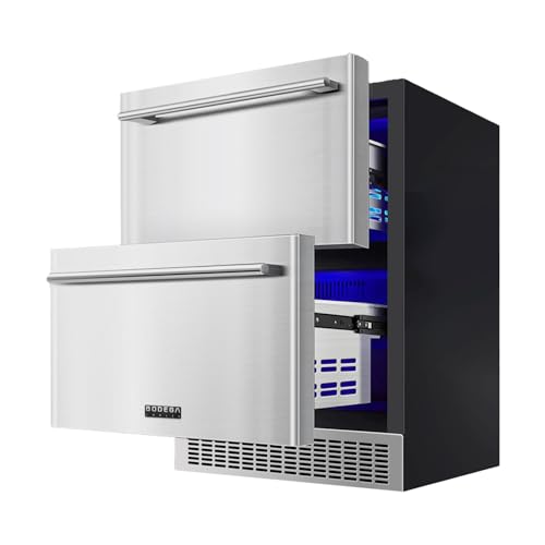 BODEGA 24 Inch Beverage Fridge under Counter, Double Drawer Outdoor Coolers for Patio and Deck...