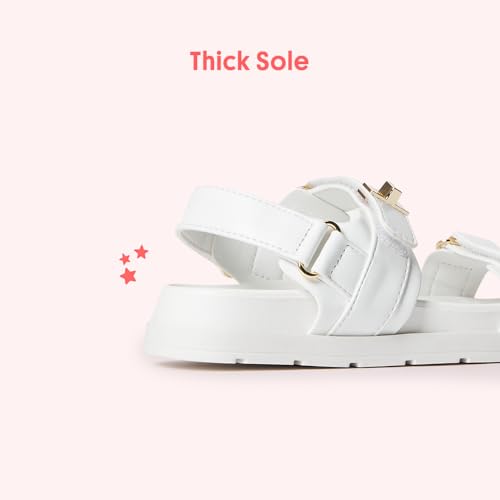 FabKids Girl's Flat Sandals Comfort Adjustable Double Strap Slip on Leather Footbed Sandals for Toddler Little Kid Big Kid3
