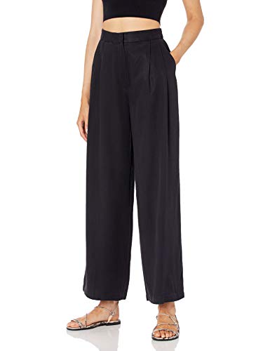 The Drop Women's Sarah High-Waist Double Pleated Wide Leg Pant, Black, XS