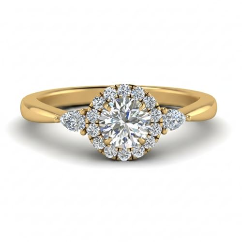 Bague de fiançailles halo or jaune et diamants, éclat prestigieux