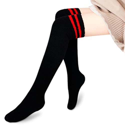 Image of Benefeet Sox Girls Cute Animal Fuzzy Knee High Socks Womens Funny Striped Cozy Winter Warm FluffyThigh High Socks Leg Warmers